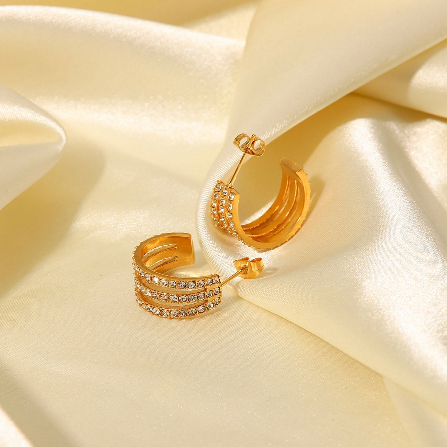 Crystal C Hoop Gold Earrings: Shine Bright Fashion Jewelry Jewelry Bubble