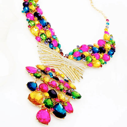 Crystal Waterfall Bib Necklace Set: Dazzling Beauty for Elegant Nights Jewelry Bubble