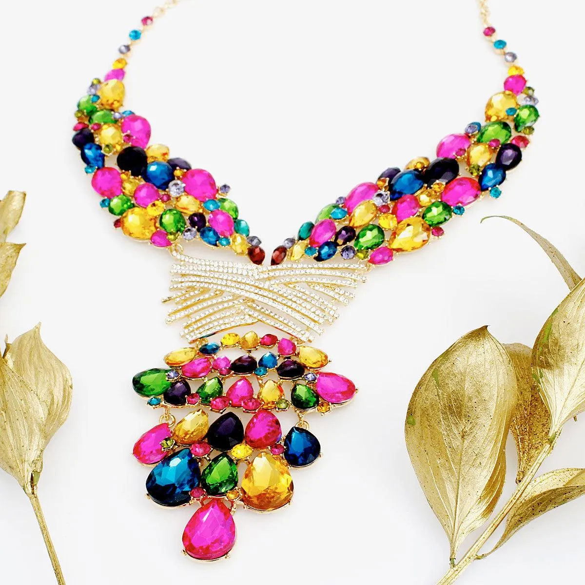 Crystal Waterfall Bib Necklace Set: Dazzling Beauty for Elegant Nights Jewelry Bubble