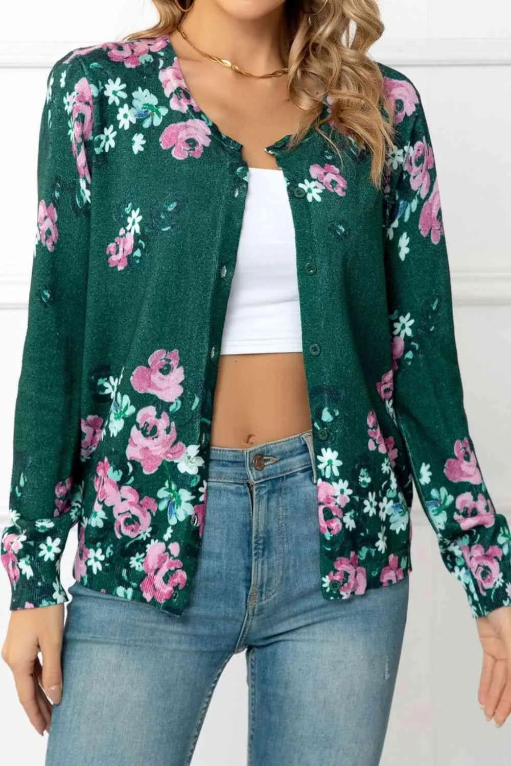 Cute Floral Button Cardigan: Perfect for Spring Looks! Jewelry Bubble