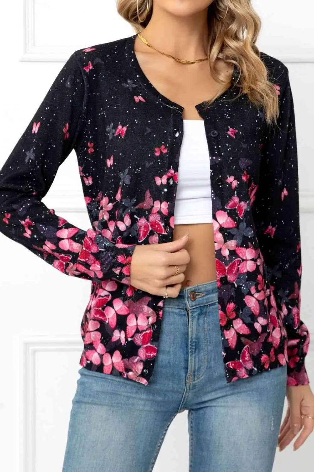 Cute Floral Button Cardigan: Perfect for Spring Looks! Jewelry Bubble