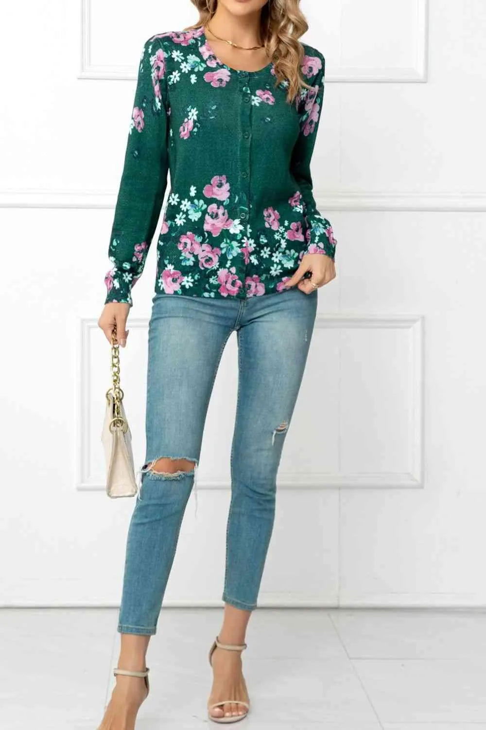 Cute Floral Button Cardigan: Perfect for Spring Looks! Jewelry Bubble