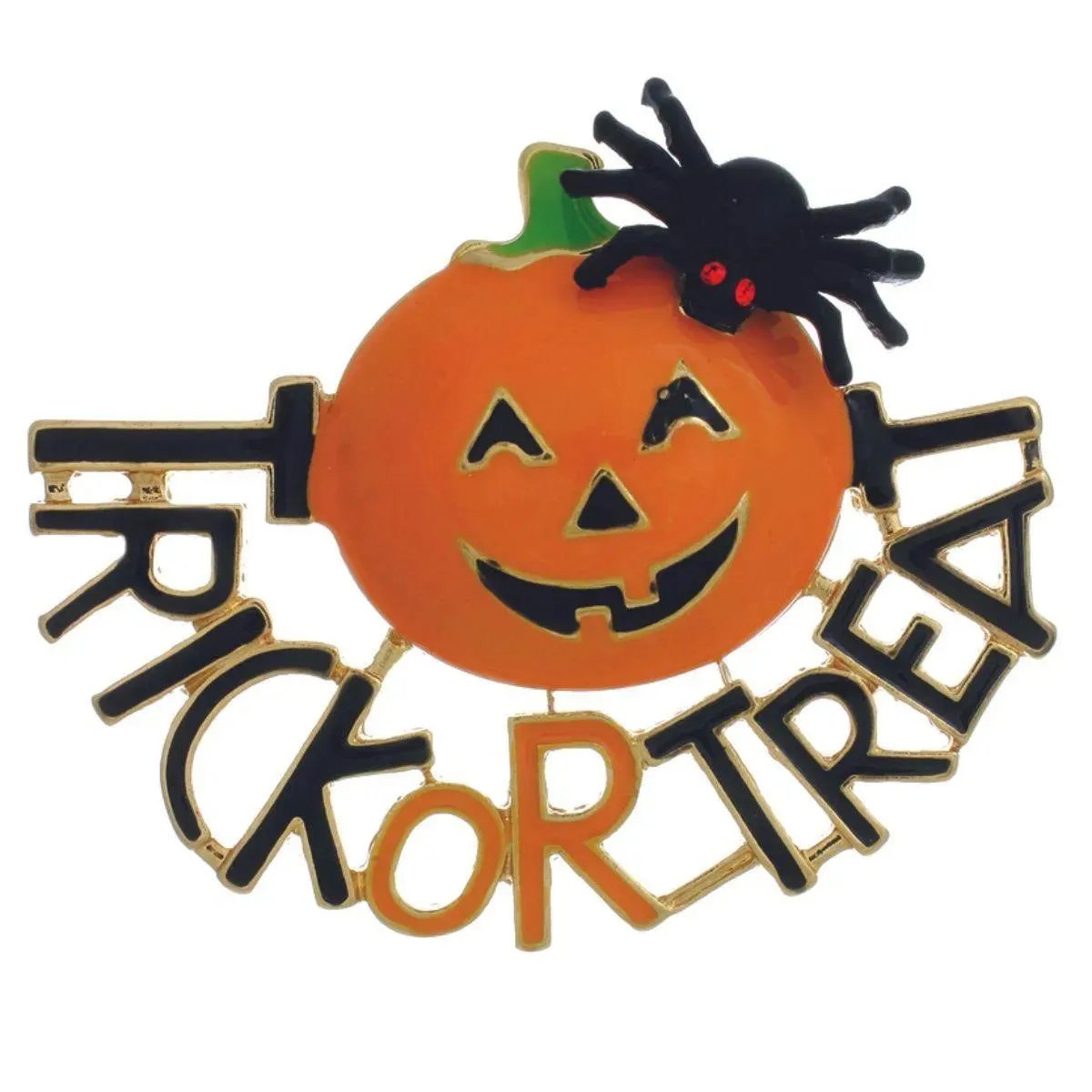 Cute and Spooky Trick or Treat Pumpkin Brooch Pin - A Must-Have for Halloween
