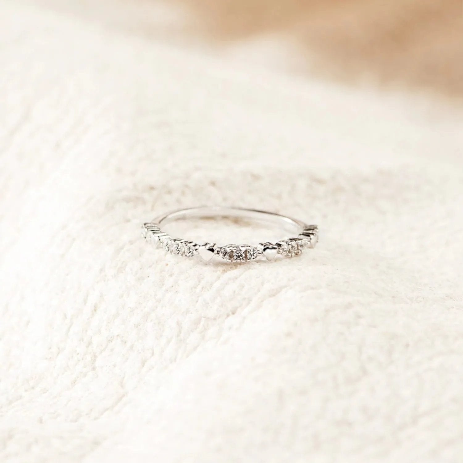 Dainty Cubic Zirconia Stacking Ring - 18K Gold Plated or 925 Sterling Silver