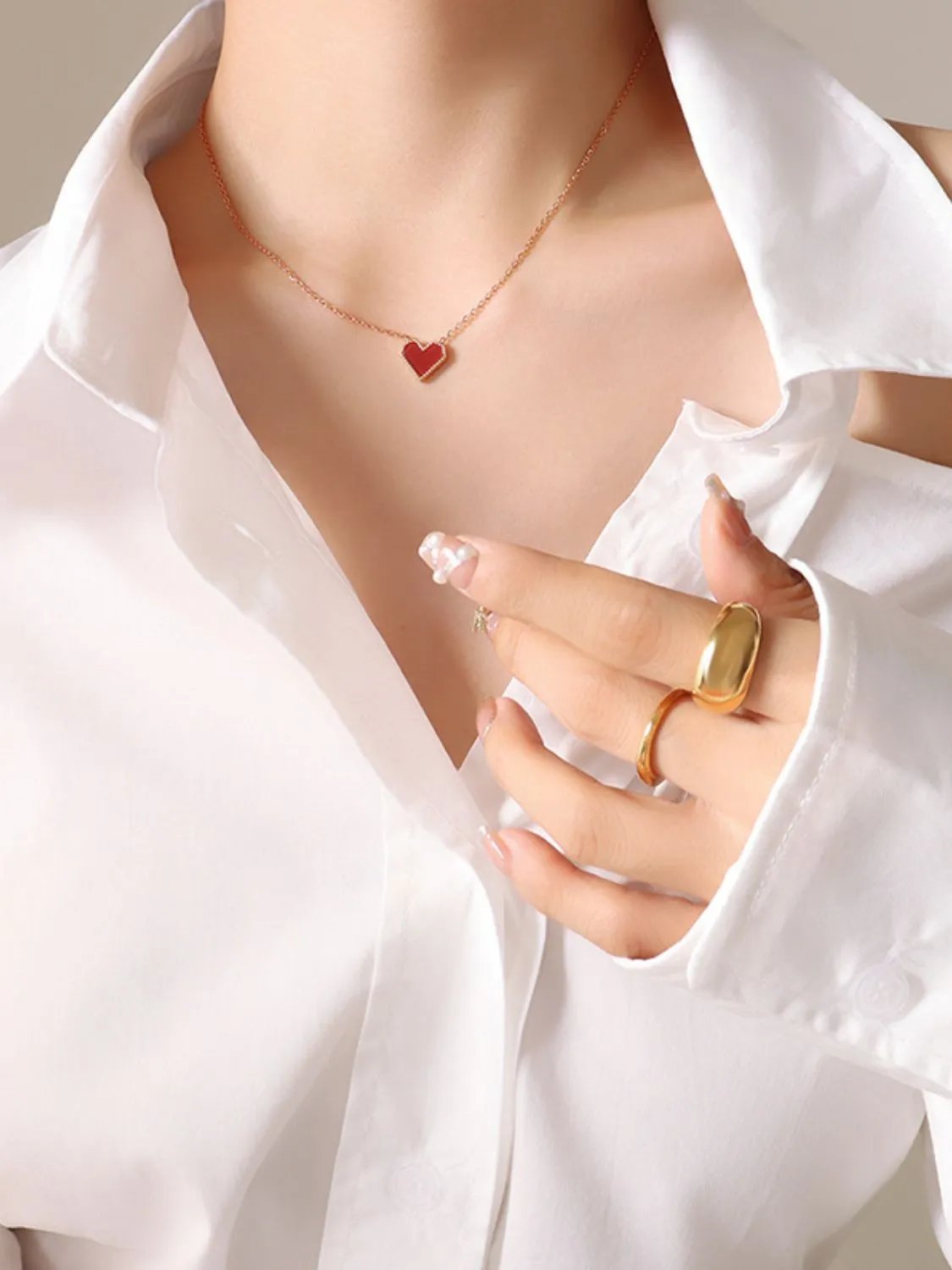 Dainty Red Heart Clavicle Chain Necklace
