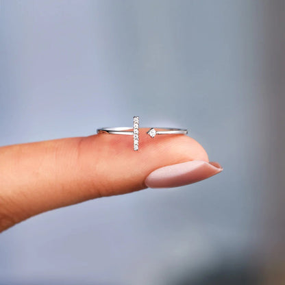 Dainty T shaped Friendship Ring Minimalist Design for Women Jewelry Bubble