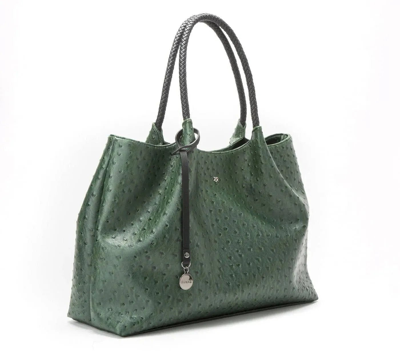 Dark Green Vegan Leather Tote Bag