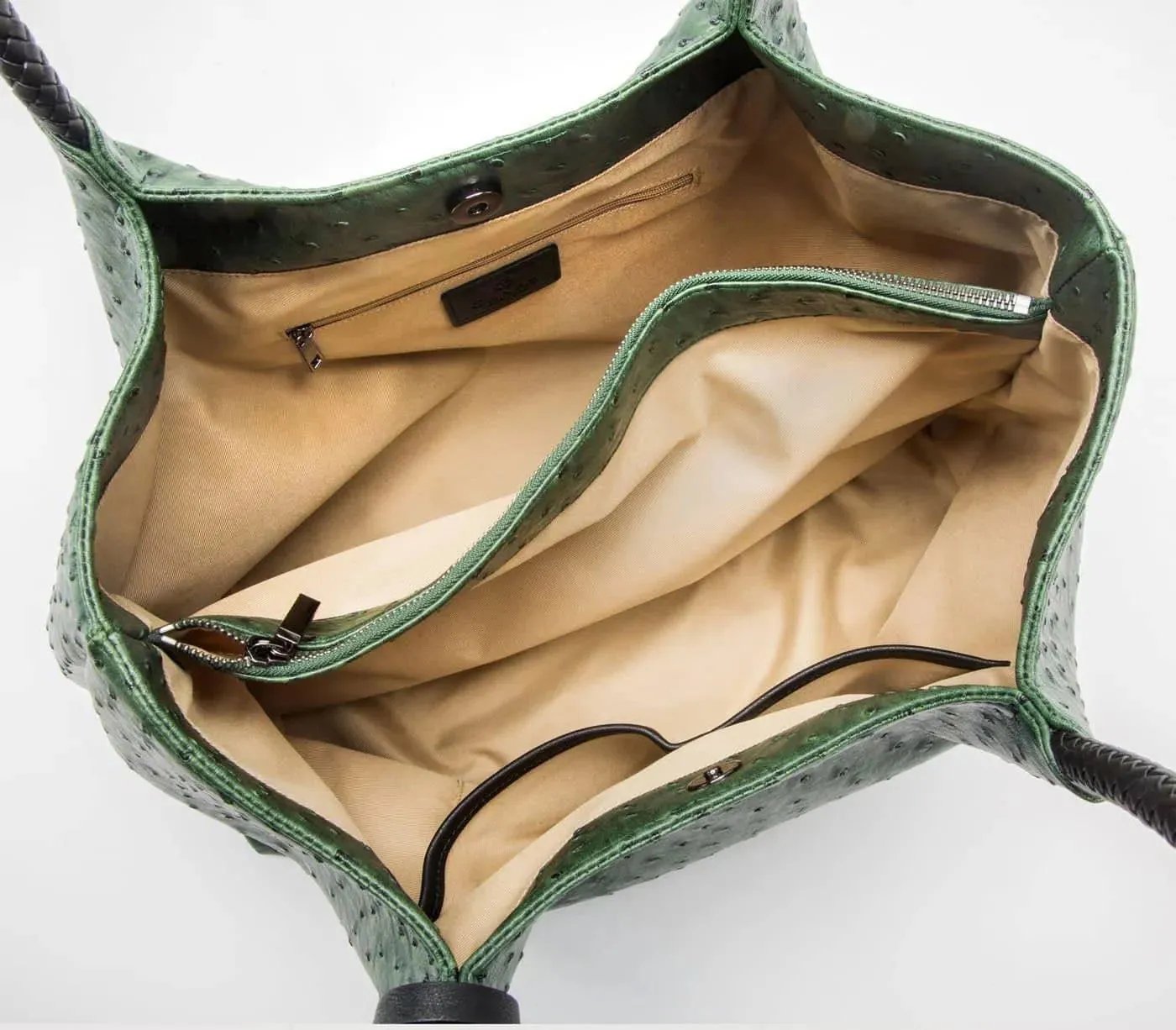 Dark Green Vegan Leather Tote Bag
