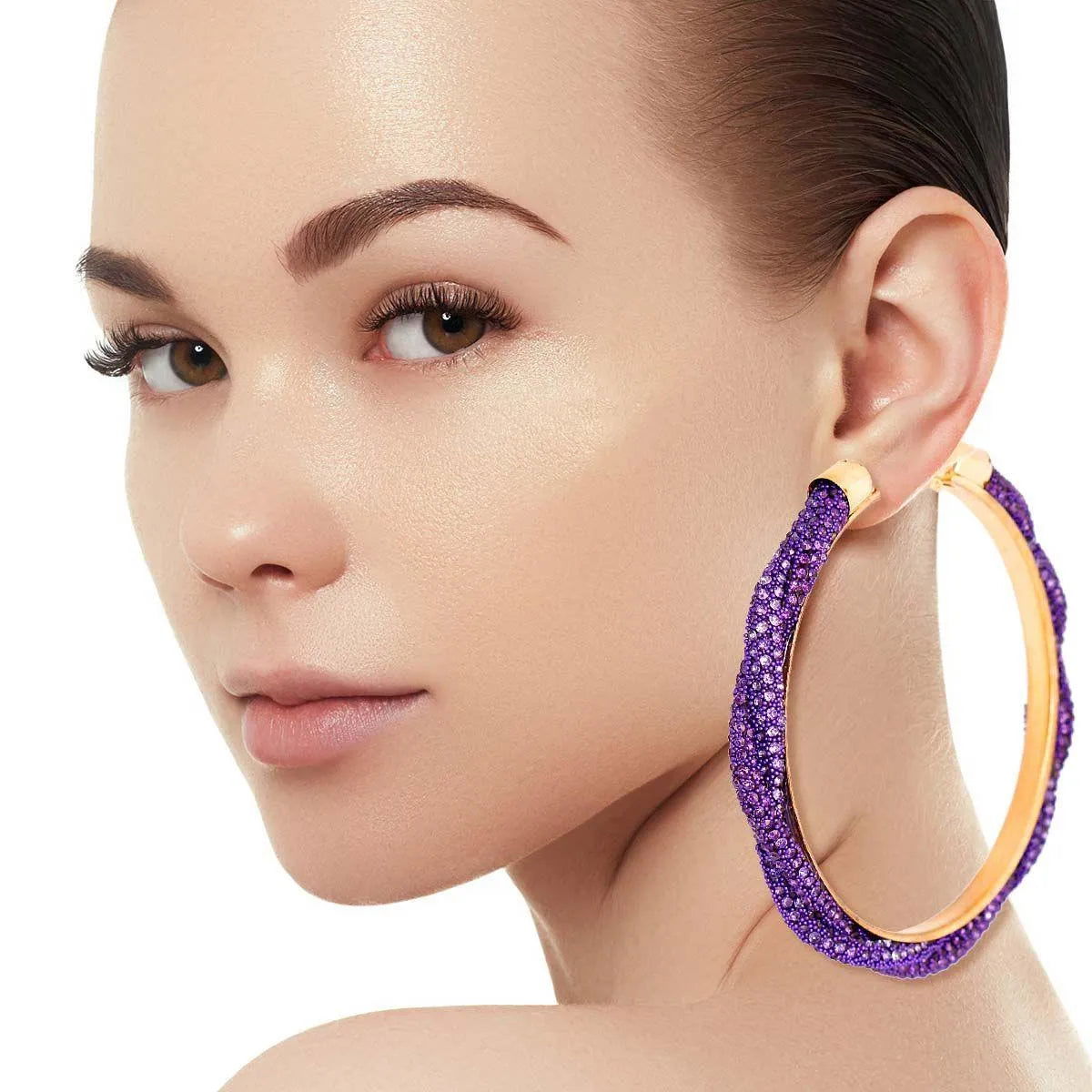 Dazzle Everyone: Purple Shimmer Hoop Earrings You Need Now! Pinktown