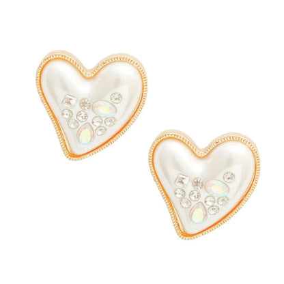 Dazzle with Every Wear: Pearlised Heart Gold Earrings You'll Adore Jewelry Bubble