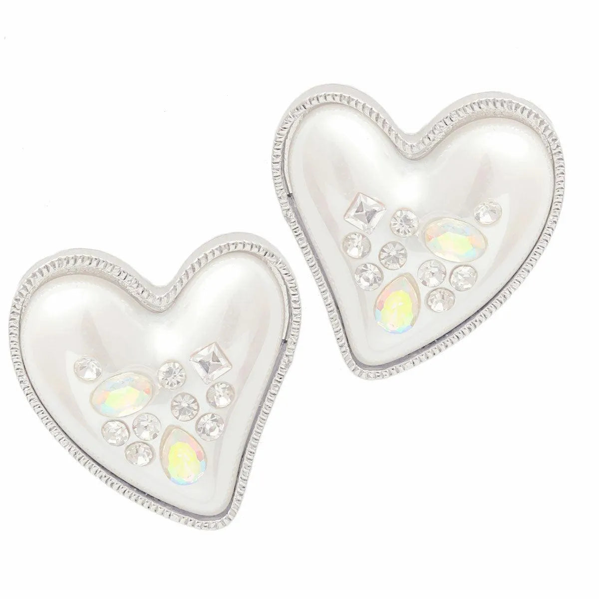 Dazzle with Every Wear: Pearlised Heart Silver Earrings You'll Adore Jewelry Bubble