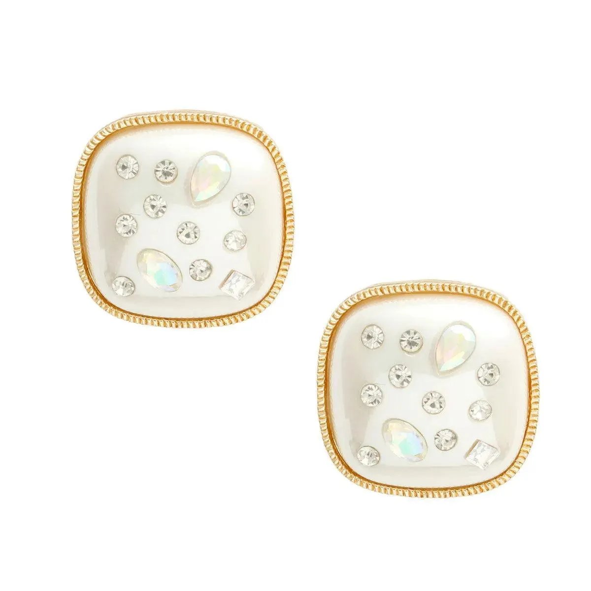 Dazzle with Gold & Cream Pearl Earrings with Aurora Detailing
