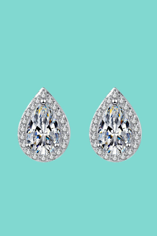 Dazzling Pear Cut Moissanite Halo Stud Earrings Trendsi