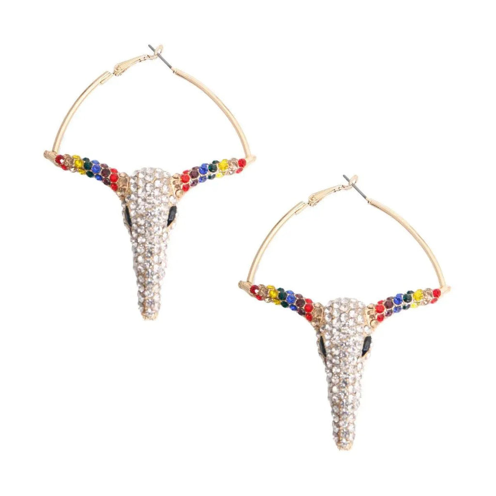 Dazzling Rainbow Rhinestone Bullock Earrings: Elevate Your Style