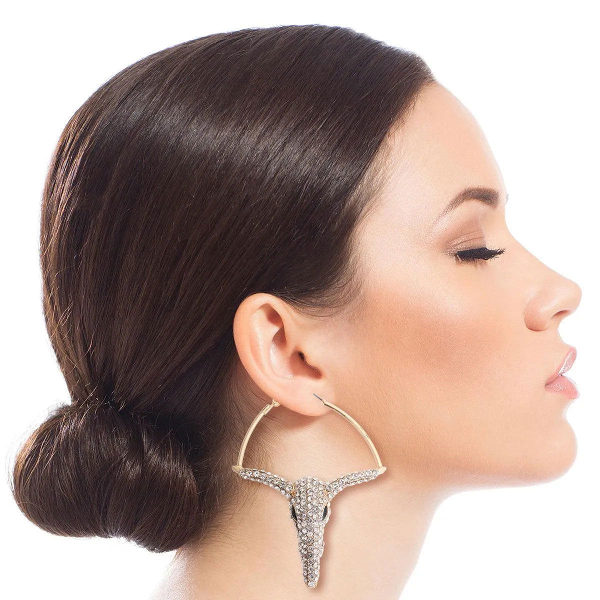 Dazzling Rhinestone Bullock Earrings: Sparkle in Style Jewelry Bubble