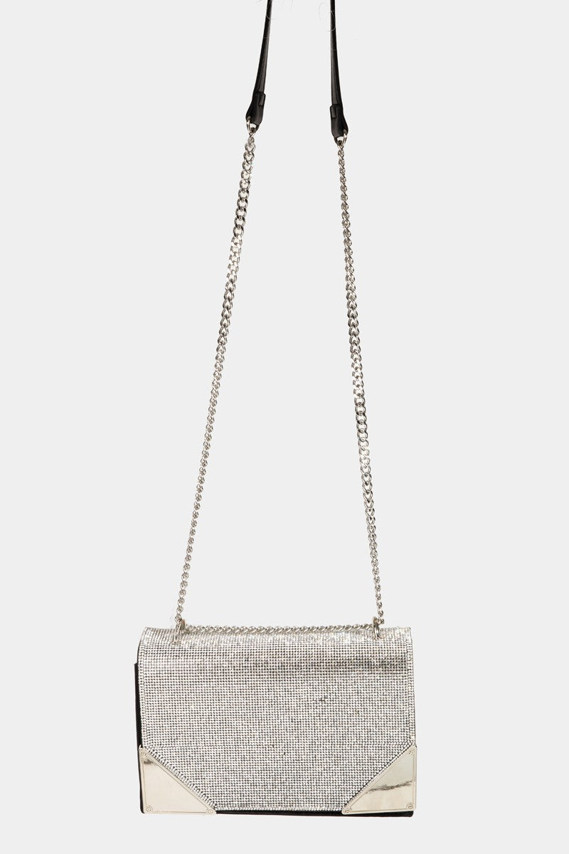 Dazzling Rhinestone Studded Rectangle Crossbody Bag Jewelry Bubble