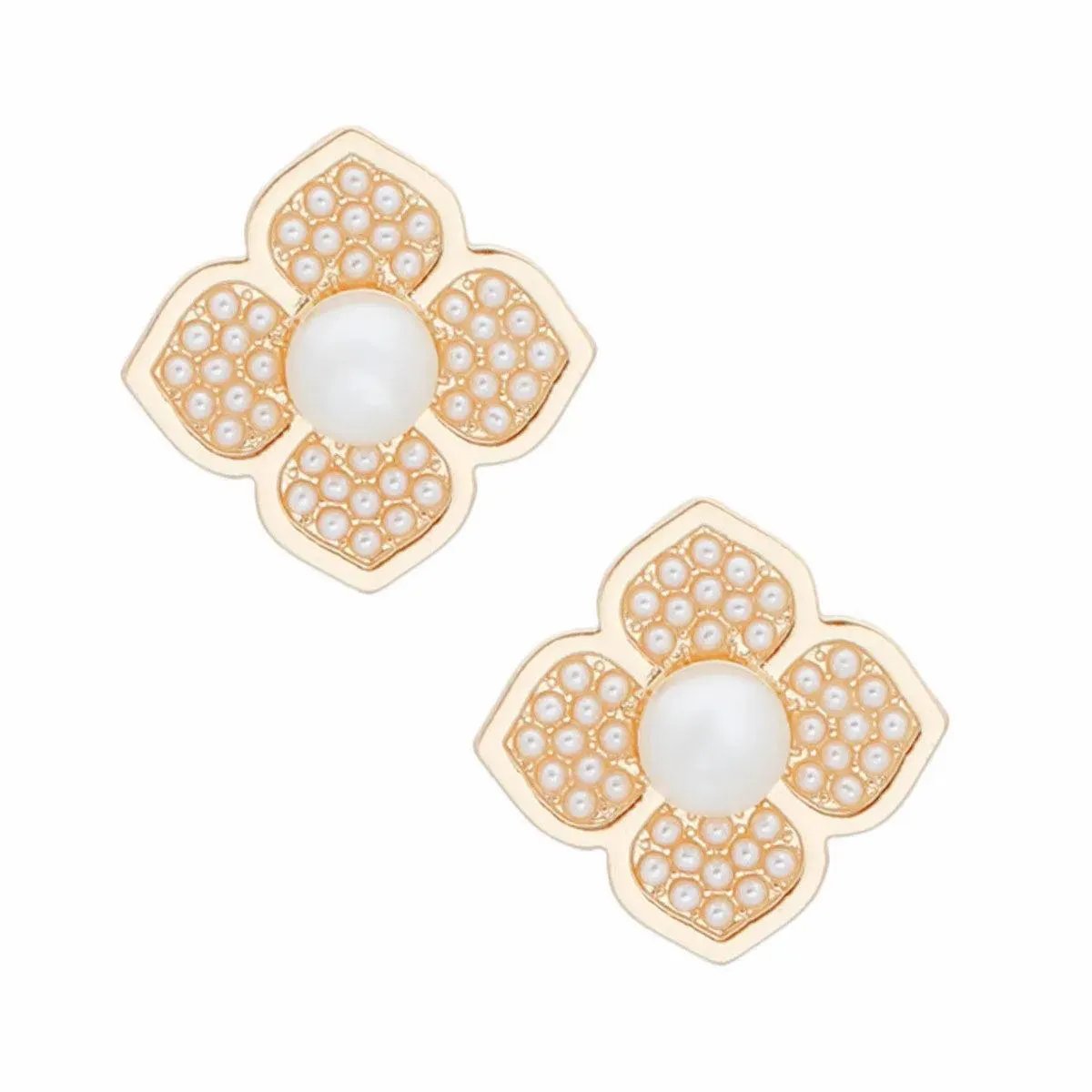 Discover Exquisite Pearl Flower Stud Gold Earrings - Fashion Jewelry