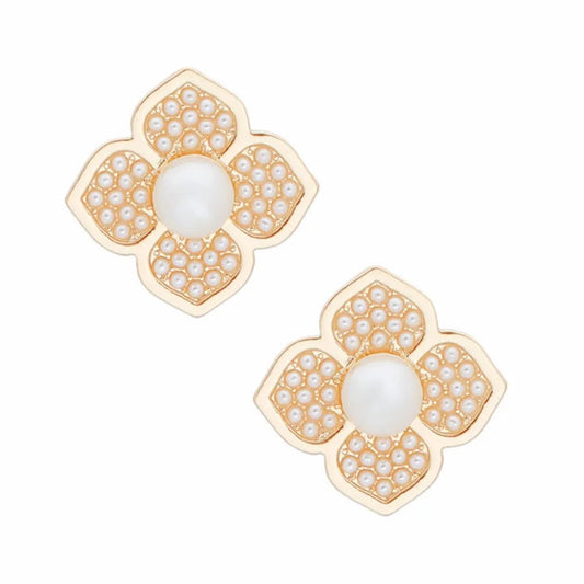 Discover Exquisite Pearl Flower Stud Gold Earrings - Fashion Jewelry Jewelry Bubble