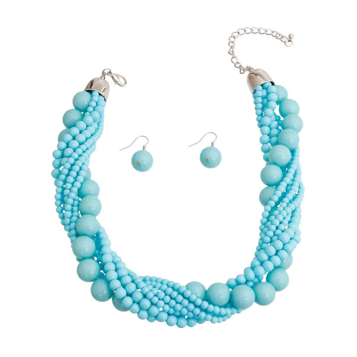 Discover Stunning Light Blue Torsadé Necklace & Earrings: Shop Now Jewelry Bubble