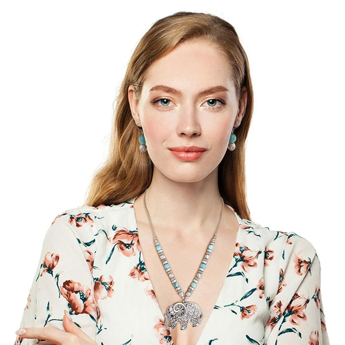 Discover Unique Elegance: Silver Elephant Necklace Set - Fashion Jewelry Jewelry Bubble