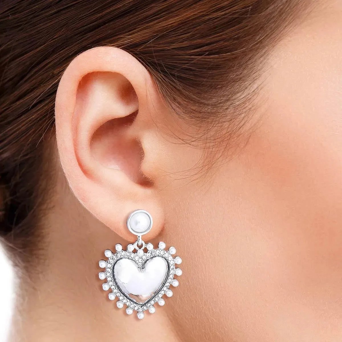 Discover White Pearl and Silver Heart Earrings: Fashion Jewelry Must-Haves