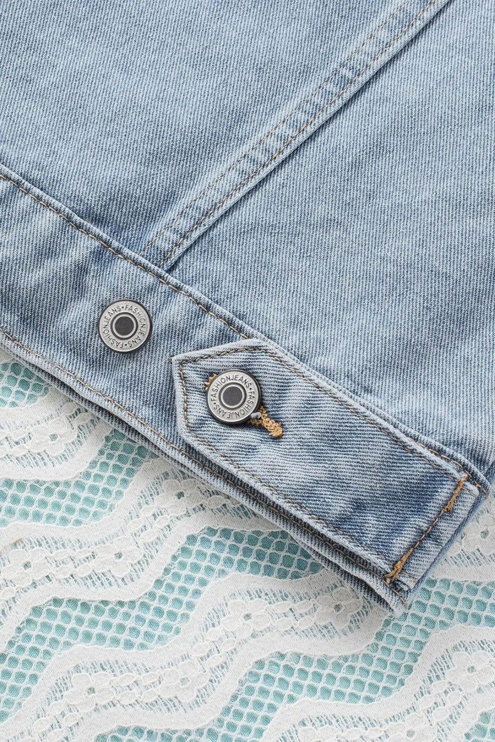 Distressed Hooded Denim Jacket Jewelry Bubble