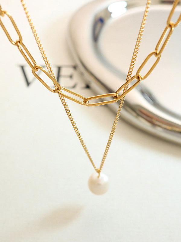 Double Chain Freshwater Pearl Necklace Jewelry Bubble