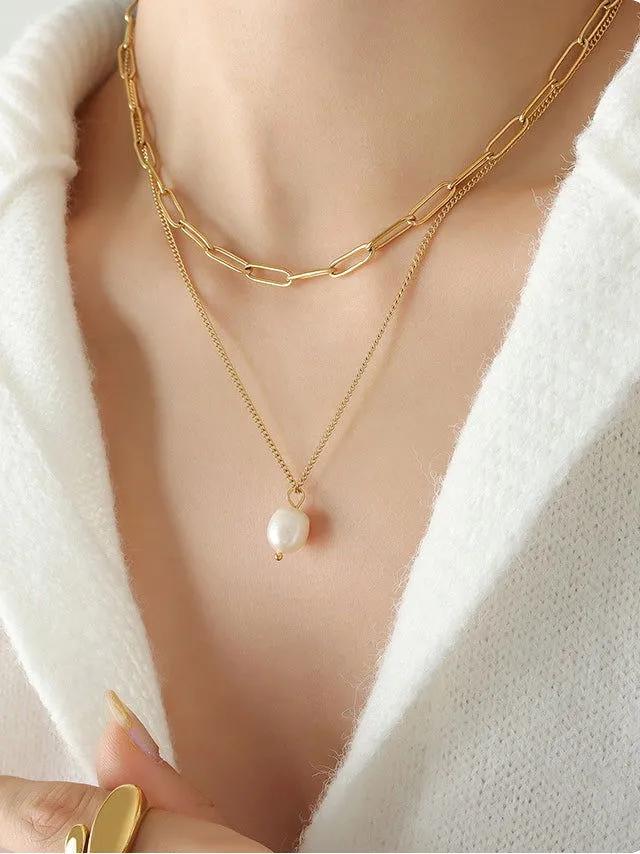 Double Chain Freshwater Pearl Necklace