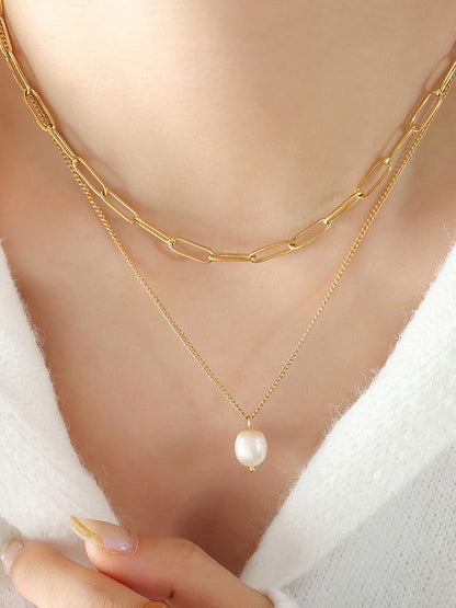 Double Chain Freshwater Pearl Necklace Jewelry Bubble