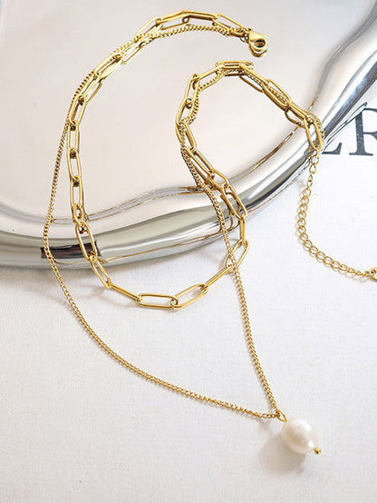 Double Chain Freshwater Pearl Necklace Jewelry Bubble