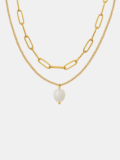 Double Chain Freshwater Pearl Necklace Jewelry Bubble