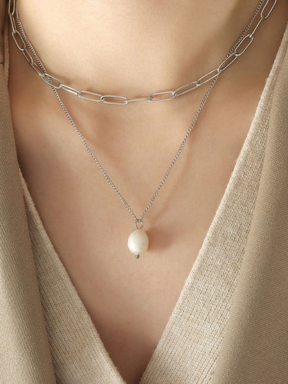 Double Chain Freshwater Pearl Necklace Jewelry Bubble