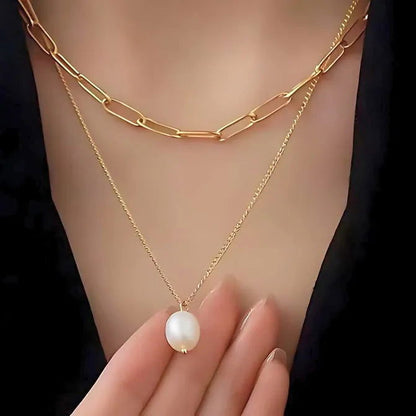 Double Chain Freshwater Pearl Necklace Jewelry Bubble