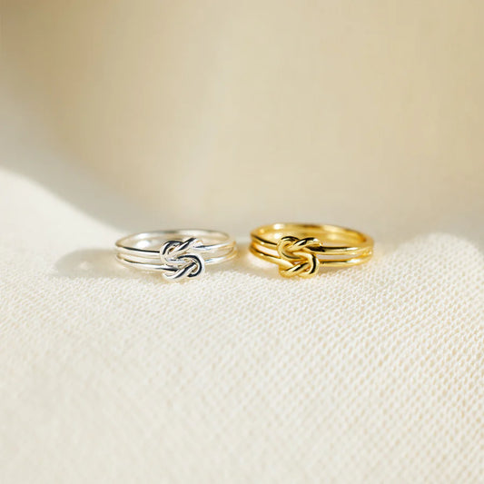 Double Band Square Knot Forever Ring Jewelry Bubble