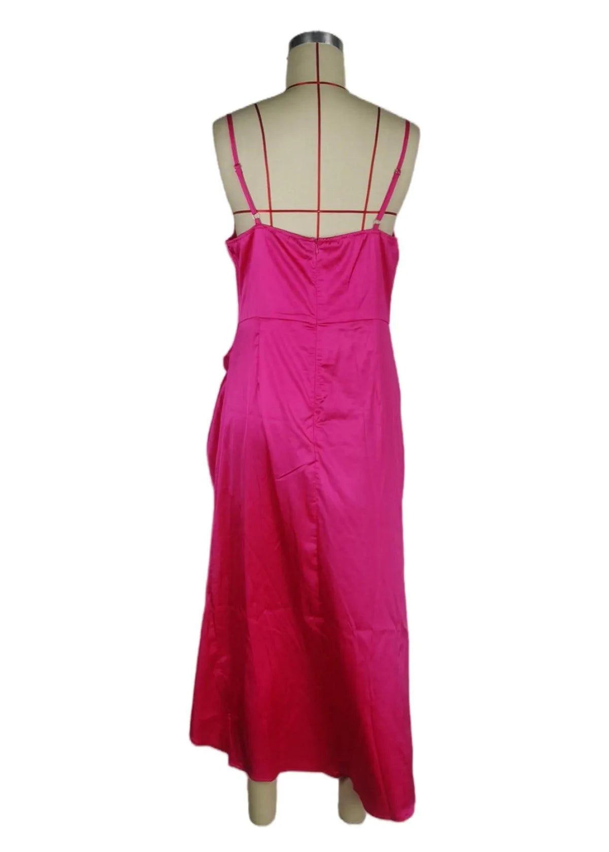 Draped Collar Ruched Asymmetrical Hem Satin Cami Dress Jewelry Bubble