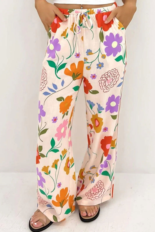 Drawstring Printed Pants with Pockets for Women Jewelry Bubble