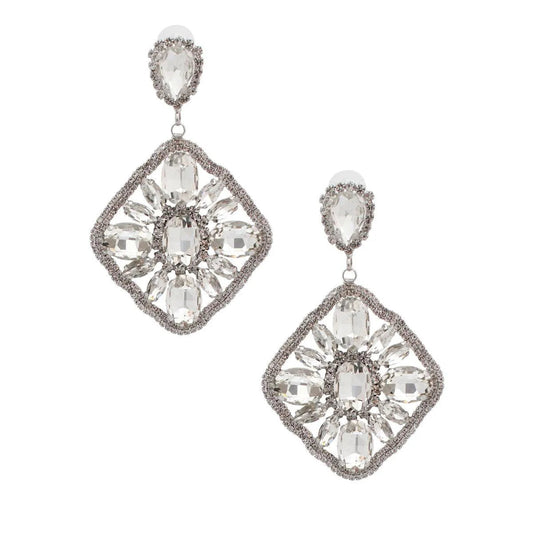 Drop Diamond Shaped Statement Earrings Clear Jewelry Bubble