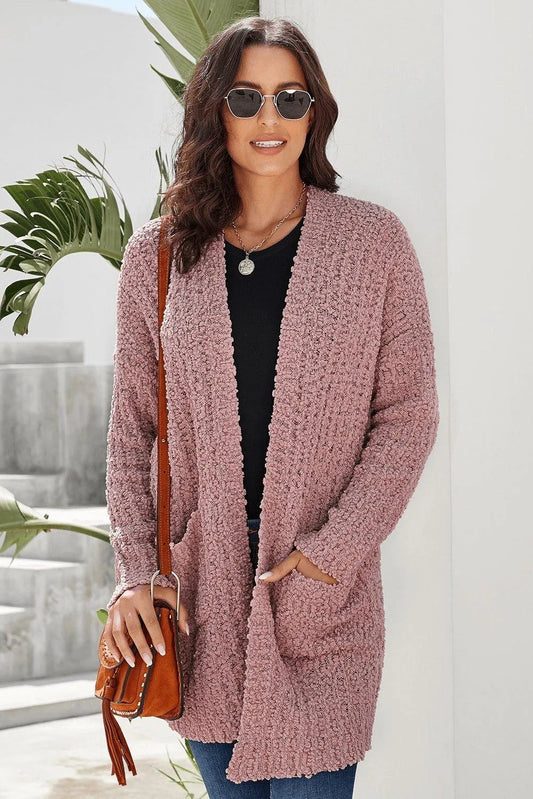 Dusty Pink Pebble Beach Textured Cardigan Jewelry Bubble