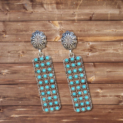 Earrings Turquoise Color Inlaid Dangle & Drop Earrings Pinktown