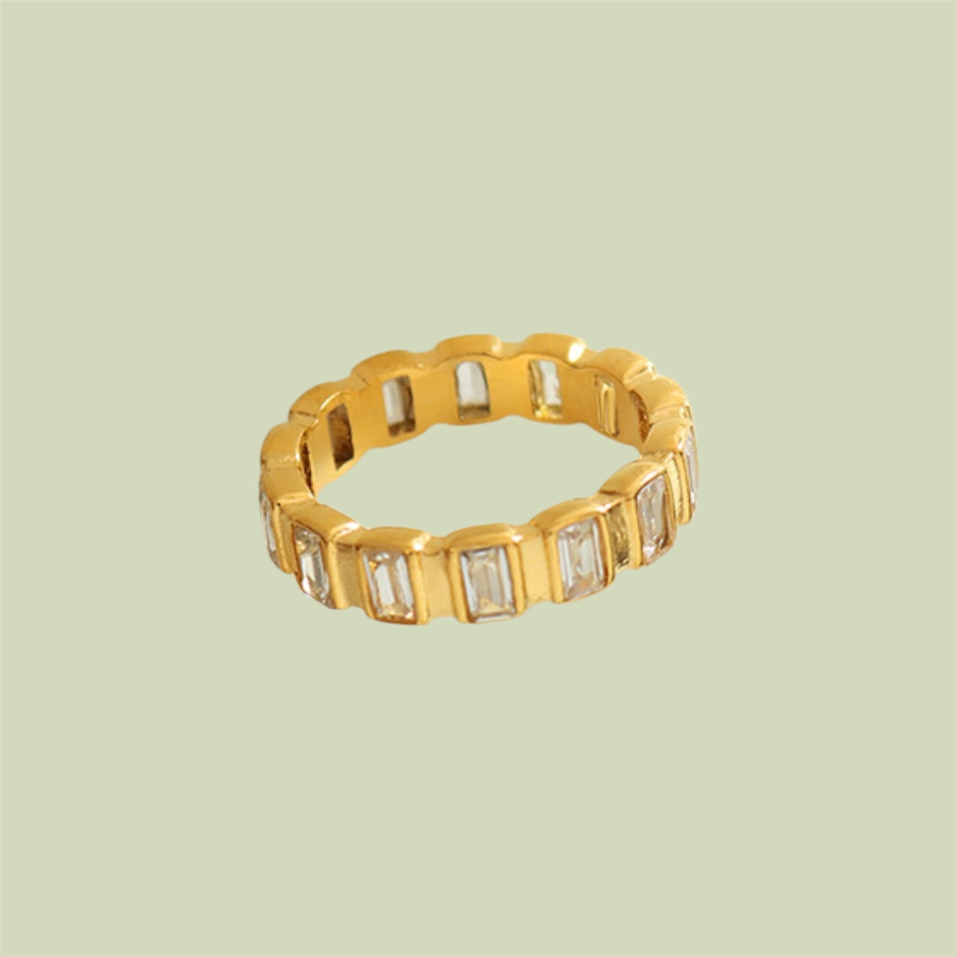 Elegant 18K Gold-Plated Eternity Ring with Cubic Zirconia – Timeless Sophistication for Any Occasion Jewelry Bubble