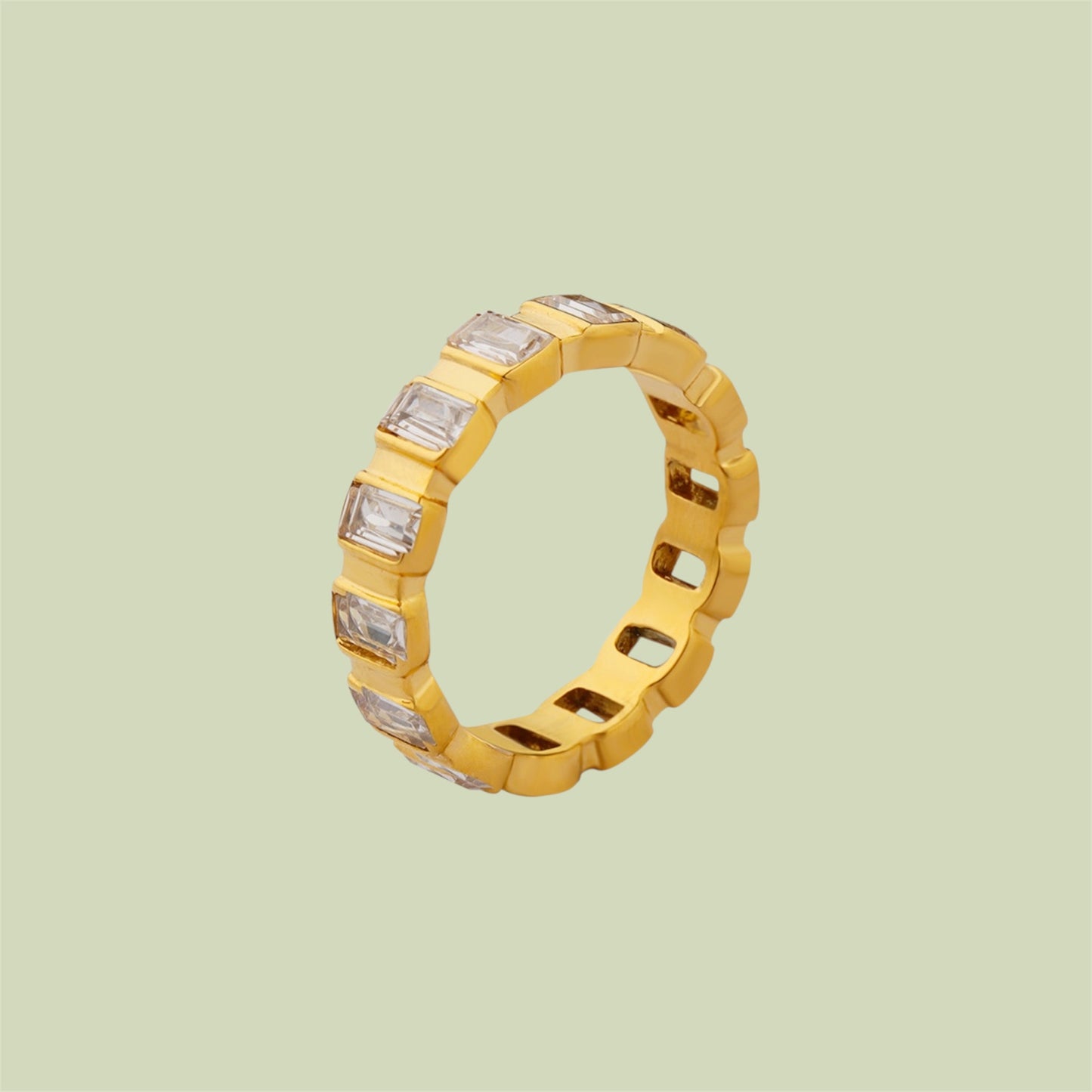 Elegant 18K Gold-Plated Eternity Ring with Cubic Zirconia – Timeless Sophistication for Any Occasion Jewelry Bubble