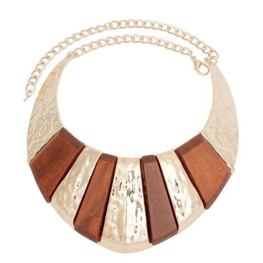 Elegant Brown and Gold Geometric Statement Necklace - Chic Fashion Jewelry with Chain Jewelry Bubble