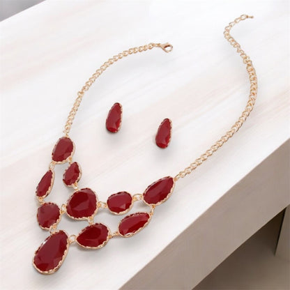 Elegant Burgundy Necklace Set - An Iconic Fashion Statement Jewelry Bubble