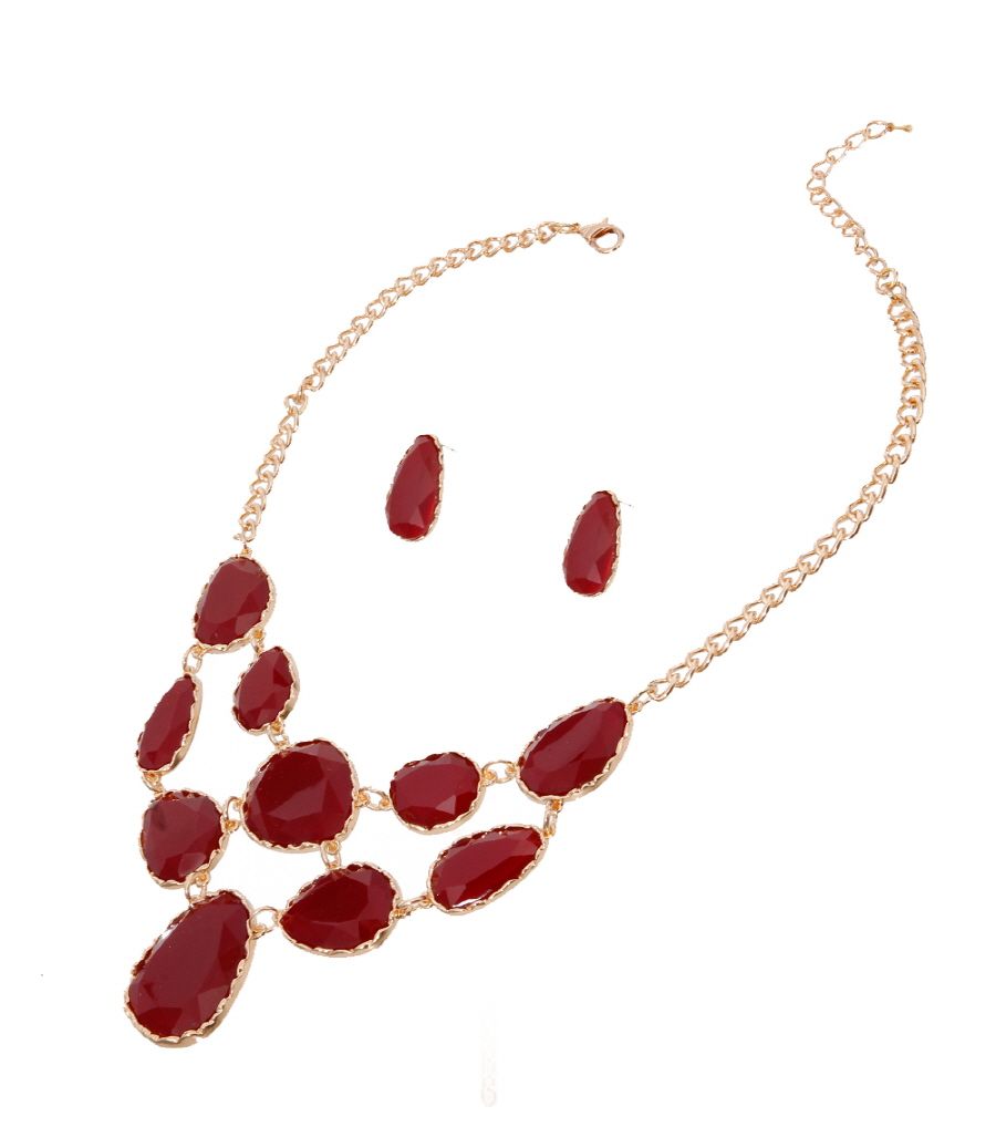 Elegant Burgundy Necklace Set - An Iconic Fashion Statement Jewelry Bubble