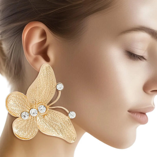 Elegant Butterfly Gold Drop Earrings - Trendy & Stylish Fashion Jewelry Pinktown