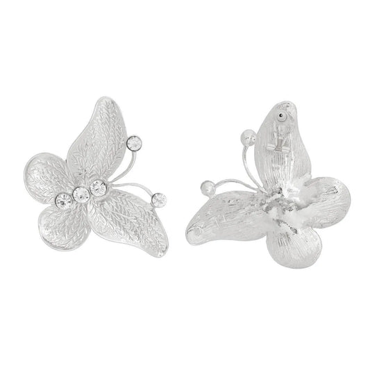 Elegant Butterfly Silver Drop Earrings - Trendy & Stylish Fashion Jewelry Pinktown