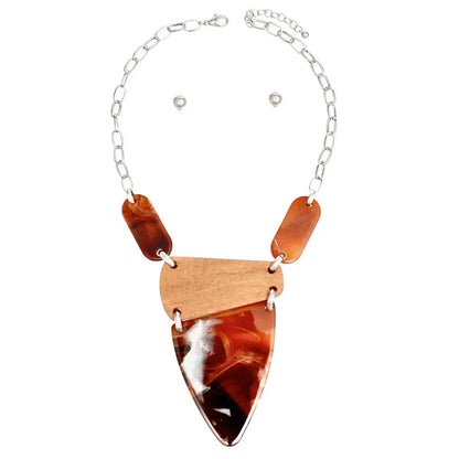 Elegant Geometric Amber Statement Silver Chain Necklace - Fashion Jewelry Jewelry Bubble