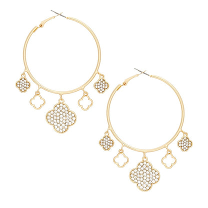 Elegant Gold Clover Hoop Earrings Jewelry Bubble