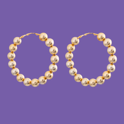 Elegant Gold Hoop Earrings with Bead Details Jewelry Bubble