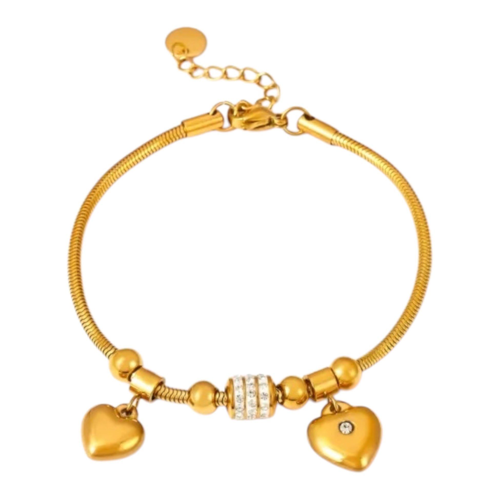 Elegant Gold-Plated Heart Charm Bracelet – A Touch of Timeless Sophistication Jewelry Bubble